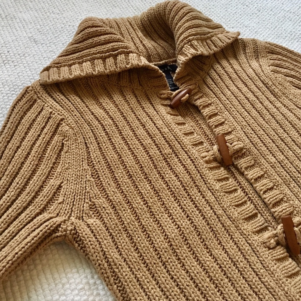 Toggle Close Cable Knit Sweater, Nice Boho Style! - image 2